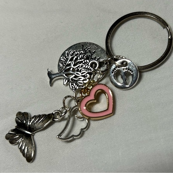 “Life is a gift” Silver keychain with charms - Picture 1 of 11